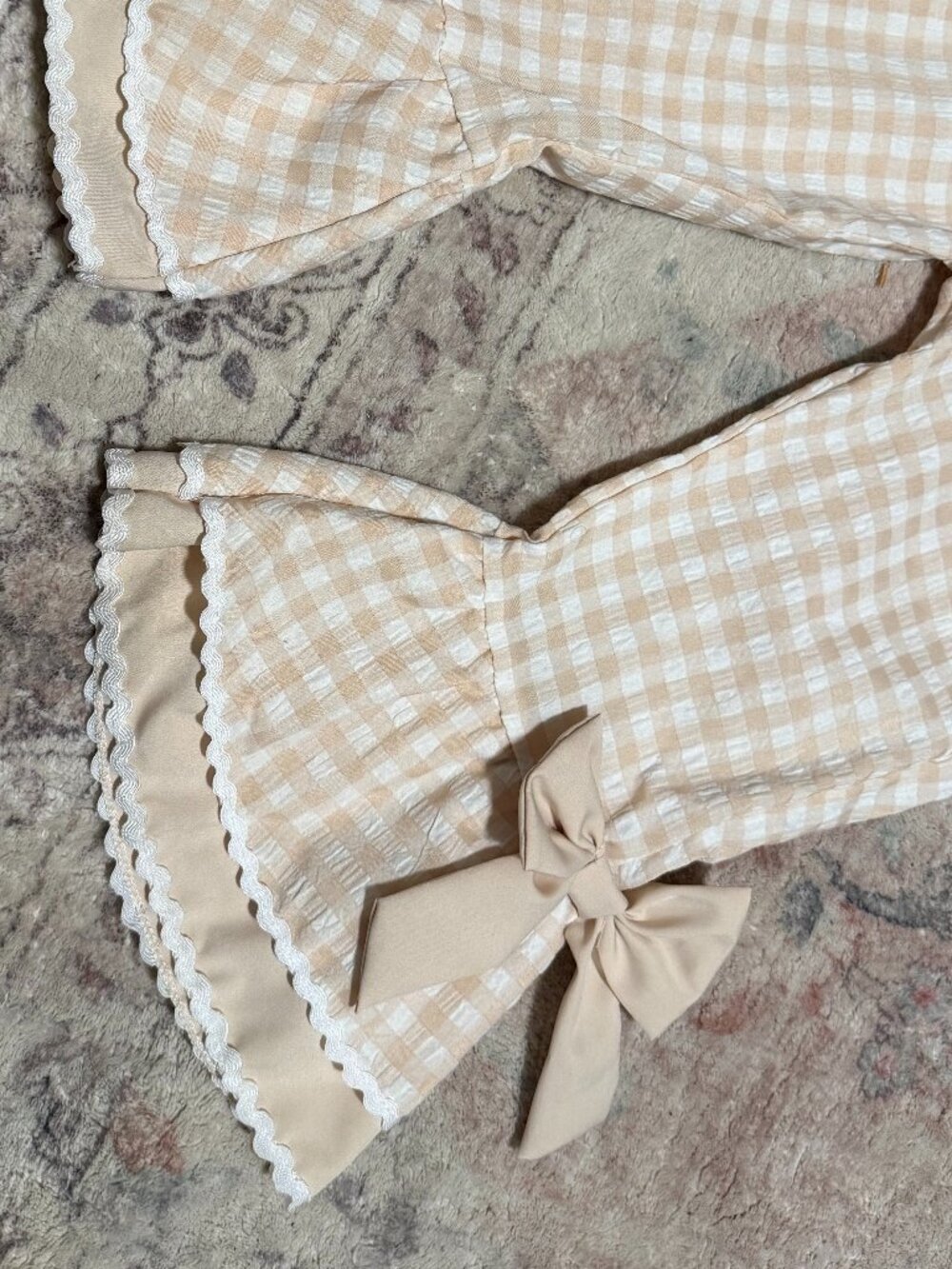 “He Is Risen” Gingham Bell Bottom Romper Toddler - Picture 3 of 6